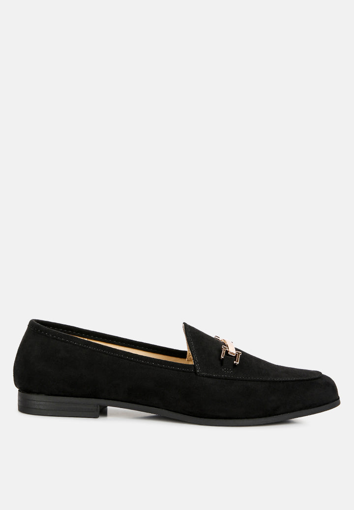 zaara solid faux suede loafers by ruw#color_black