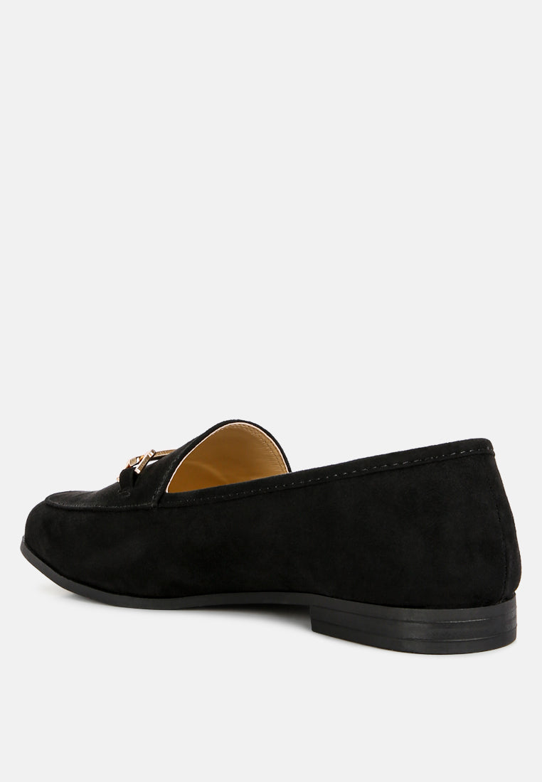 zaara solid faux suede loafers by ruw#color_black