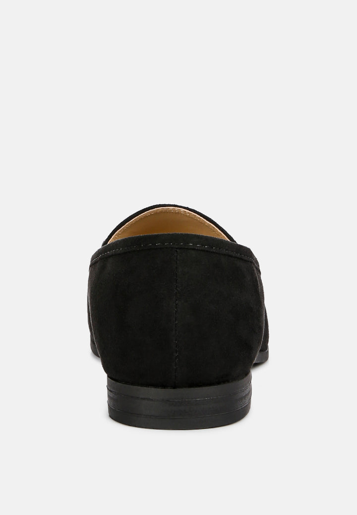 zaara solid faux suede loafers by ruw#color_black