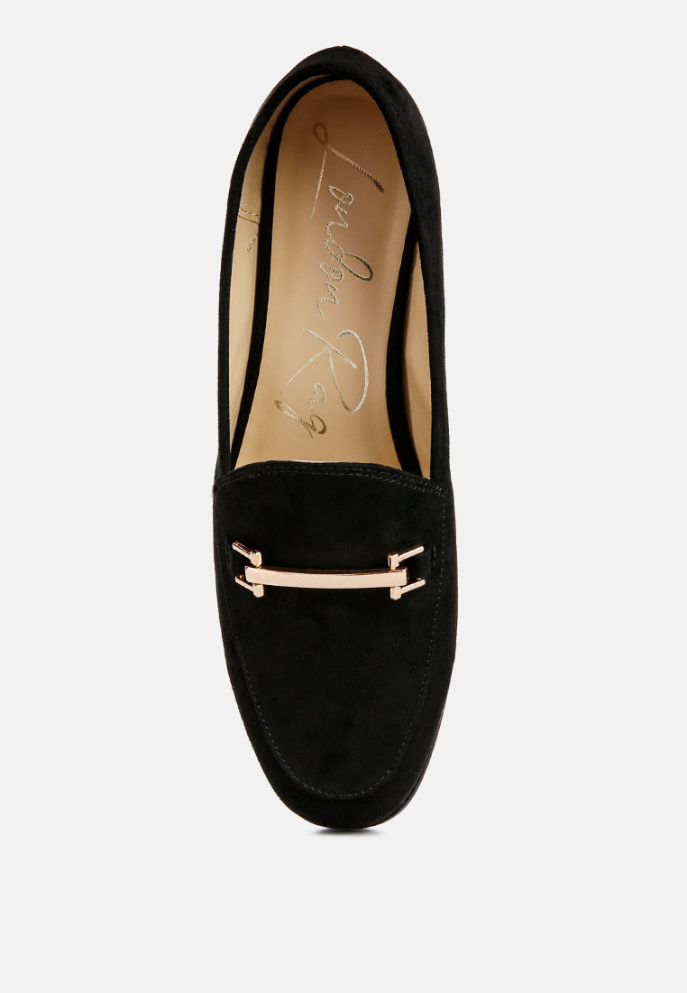 zaara solid faux suede loafers by ruw#color_black