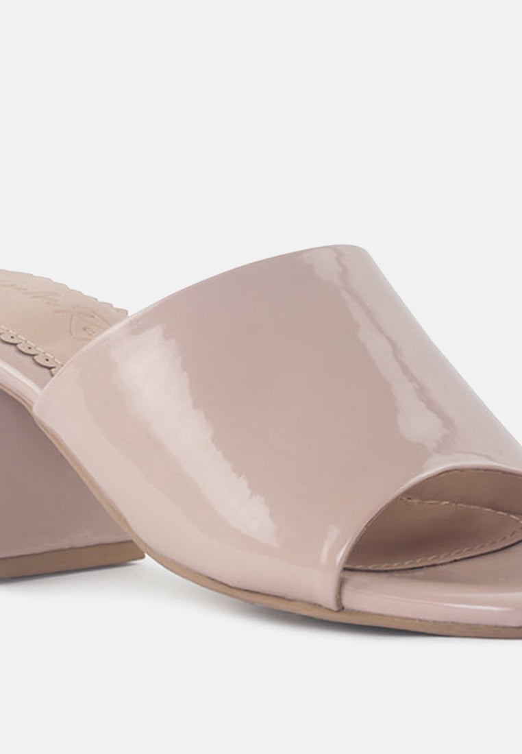 dumpllin patent faux leather slip-on block heel sandals by ruw#color_nude