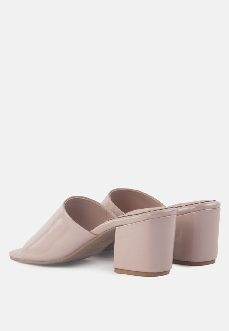 dumpllin patent faux leather slip-on block heel sandals by ruw#color_nude