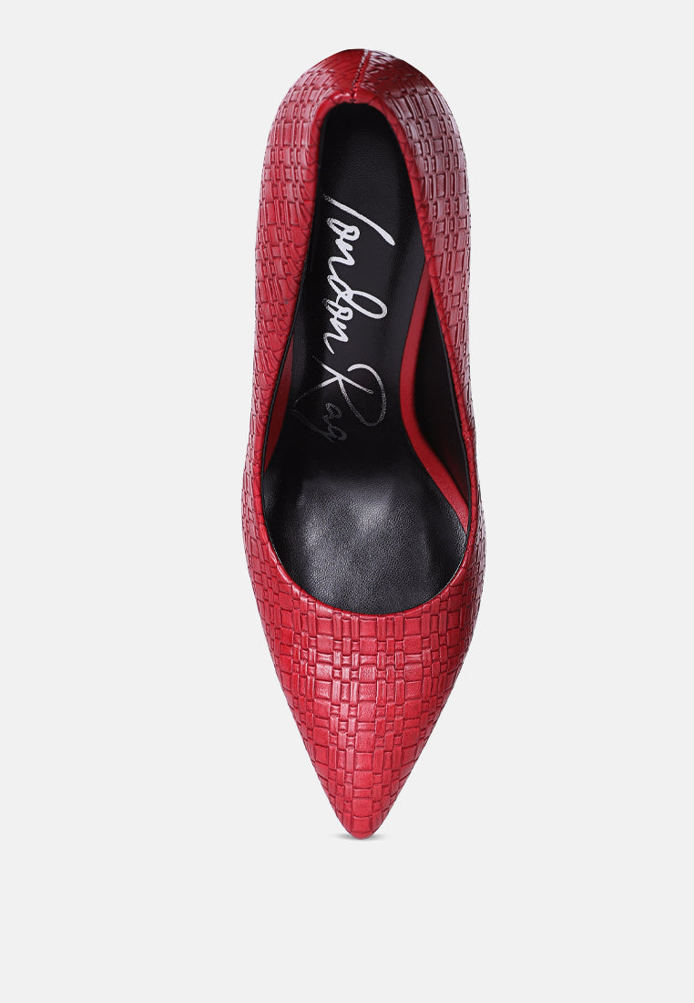 brinkles weave pattern high heel pumps by ruw#color_red