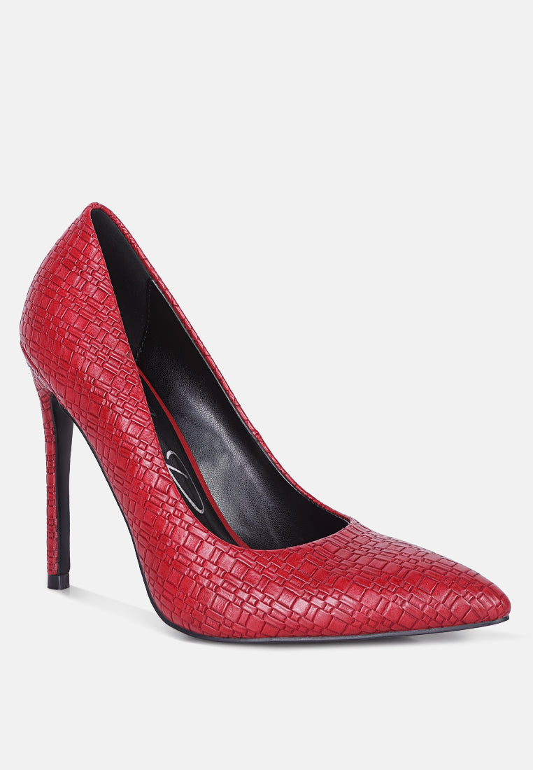 brinkles weave pattern high heel pumps by ruw#color_red