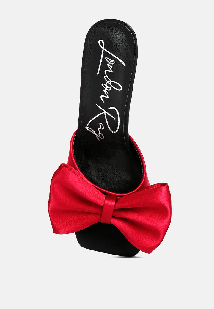 black satin bow kitten heel sandals#color_burgundy