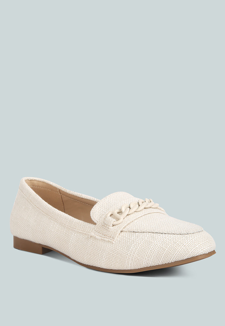abeera chain embellished loafers#color_off-white