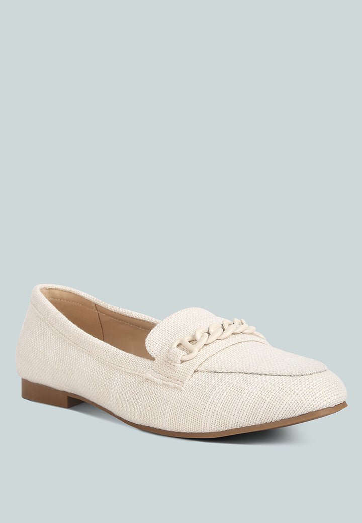 abeera chain embellished loafers#color_off-white