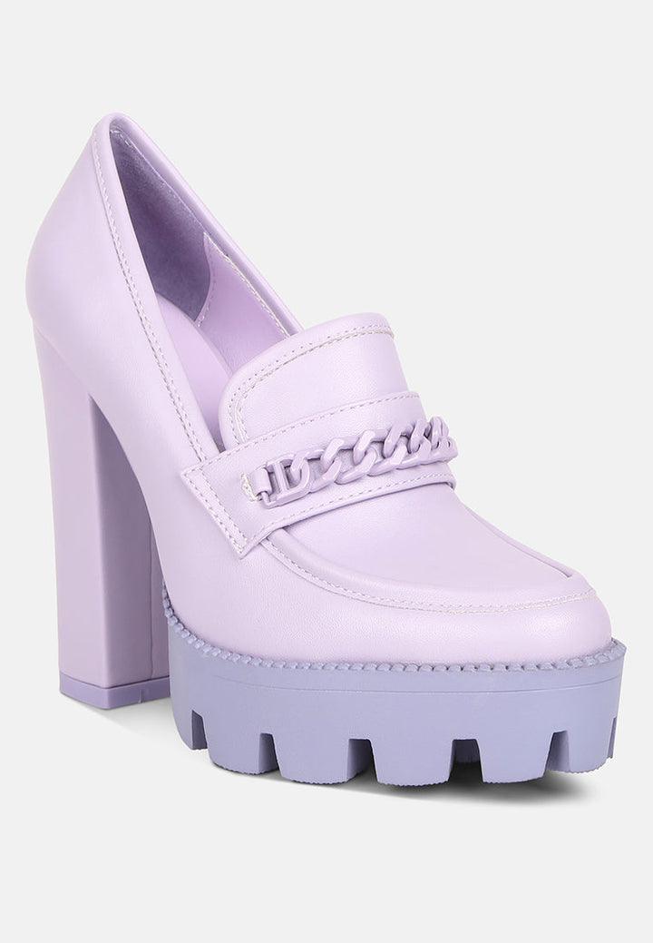 chunky chain link heeled loafers by ruw#color_lilac