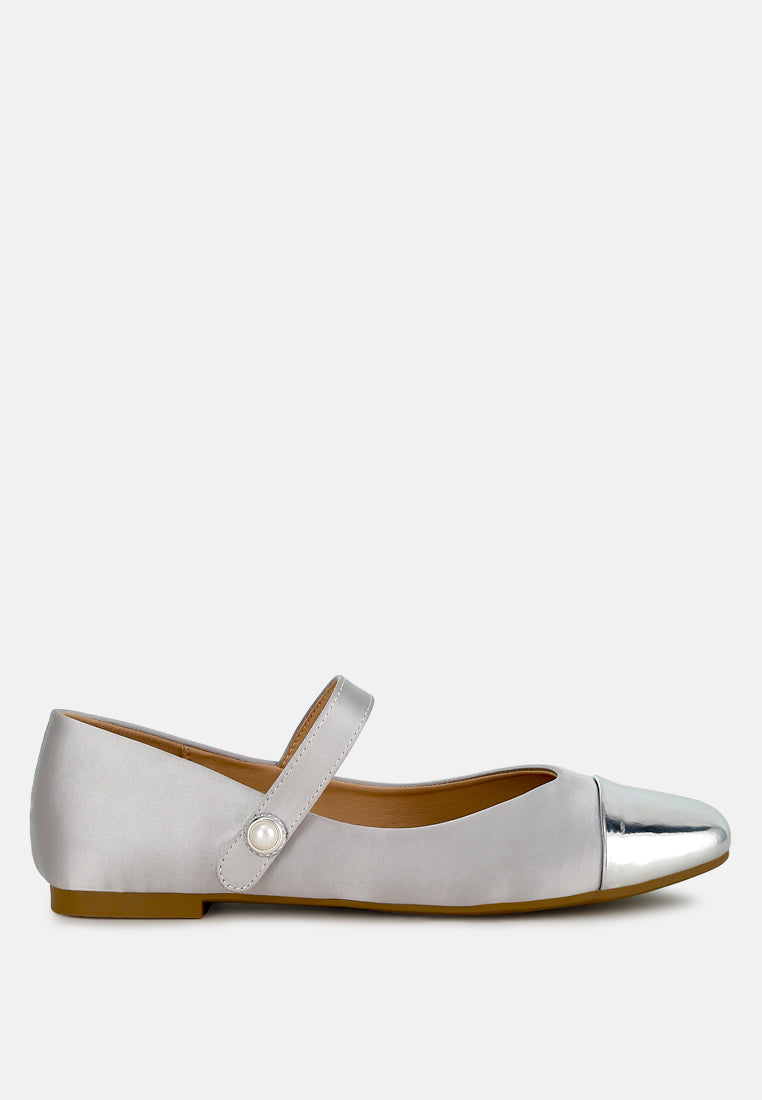 albi patent toe cap satin mary jane#color_silver