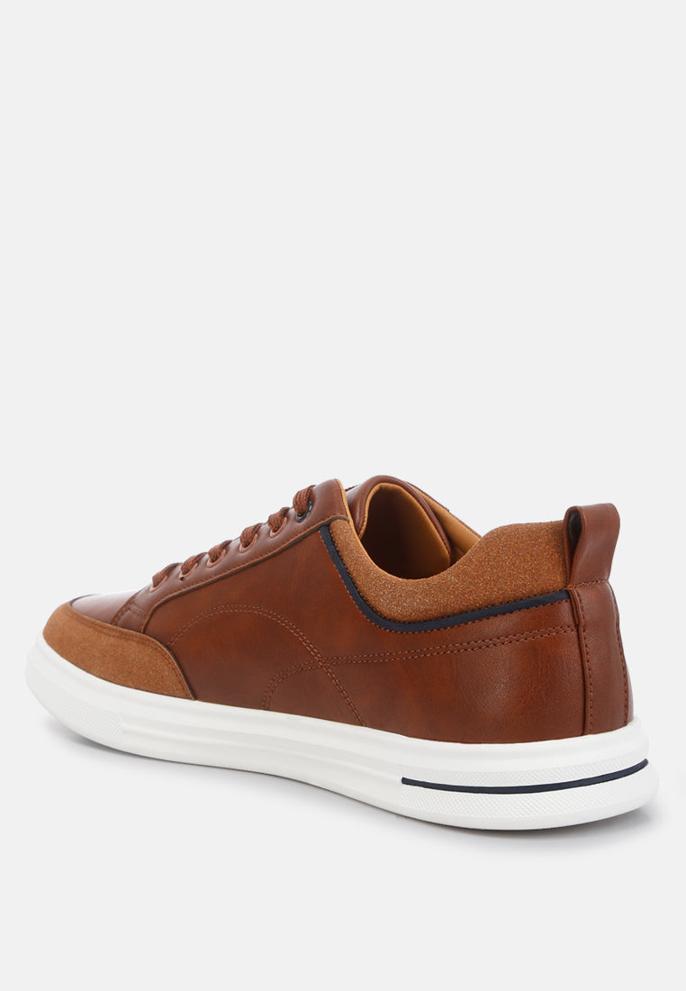 men's faux leather casual sneakers#color_tan