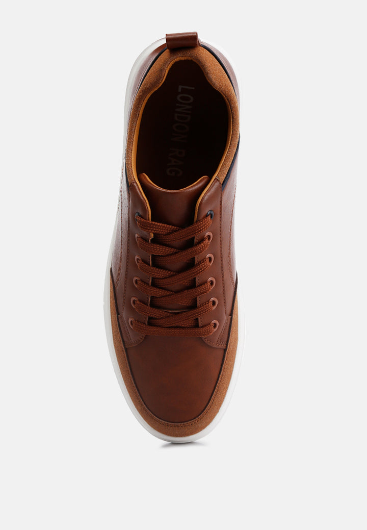 men's faux leather casual sneakers#color_tan