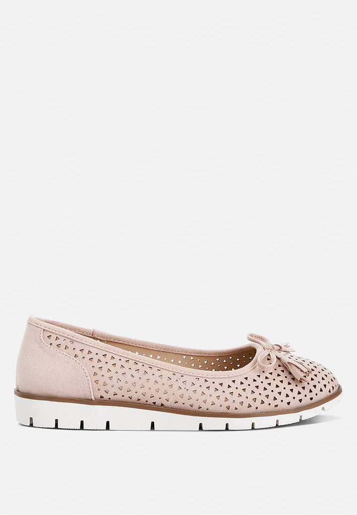 perforated leather ballerinas by ruw color_blush