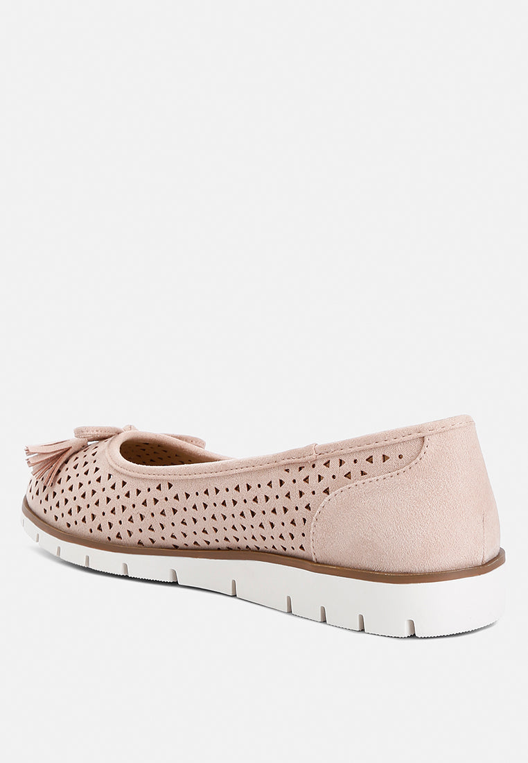 perforated leather ballerinas by ruw color_blush