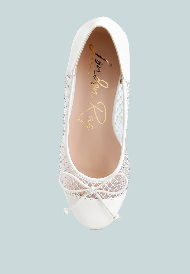 mesh ballerina pumps by ruw#color_white