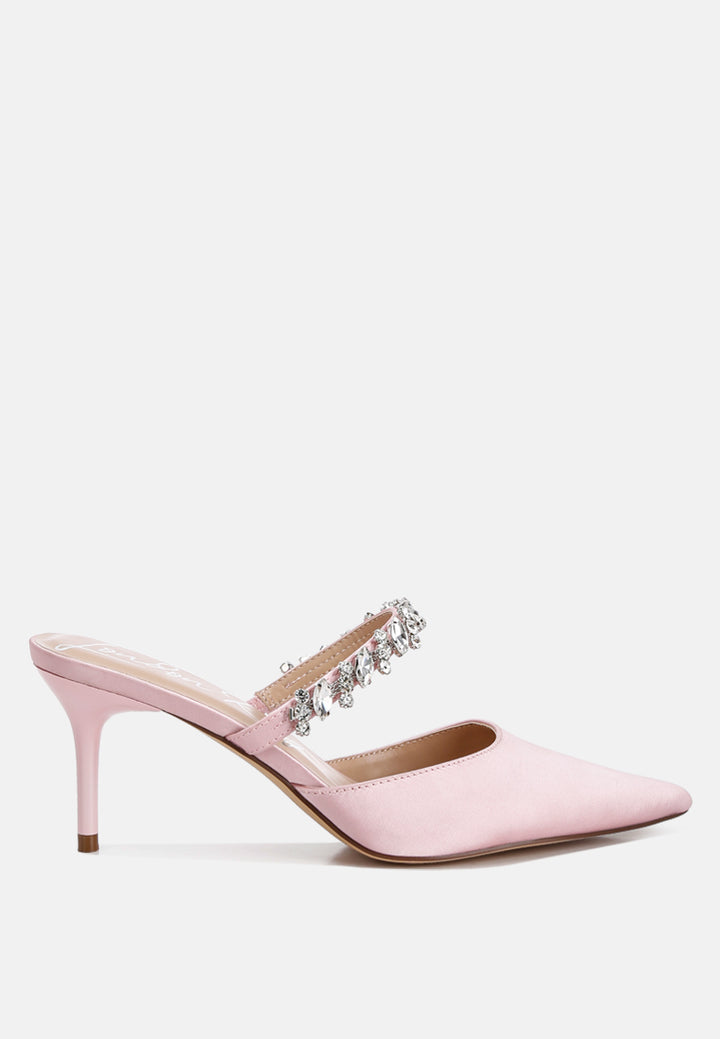 diamante stiletto mules sandal by ruw color_blush