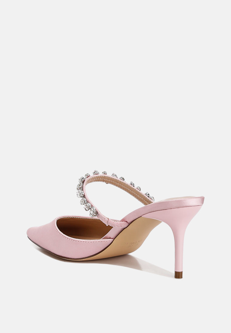 diamante stiletto mules sandal by ruw color_blush