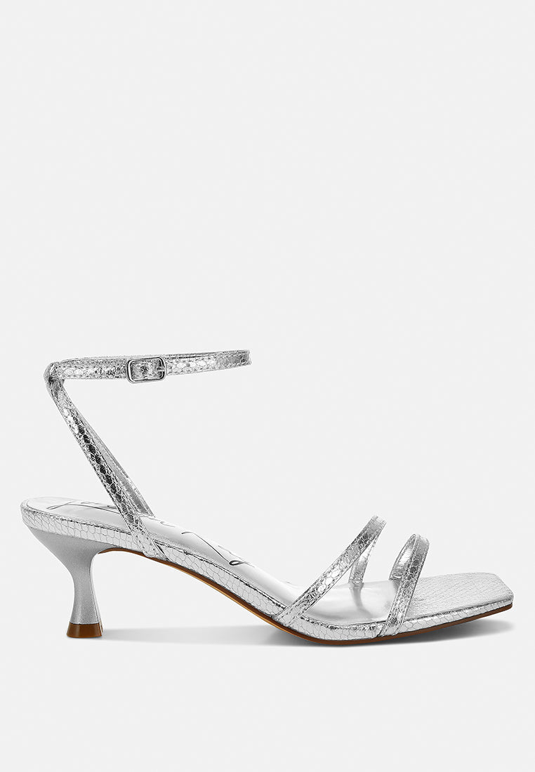 faux leather strappy sandals by ruw color_silver