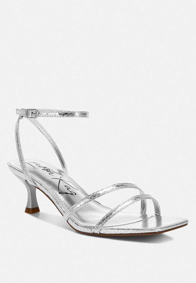 faux leather strappy sandals by ruw color_silver