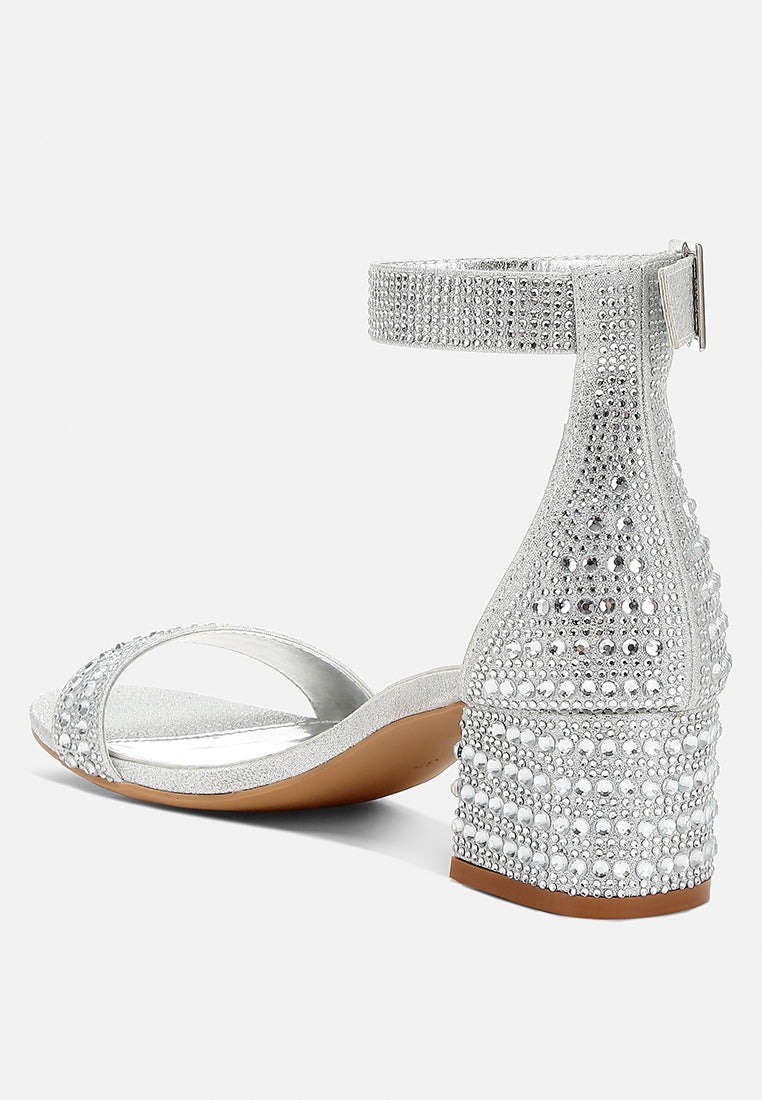 rhinestones embellished block sandals by ruw#color_silver