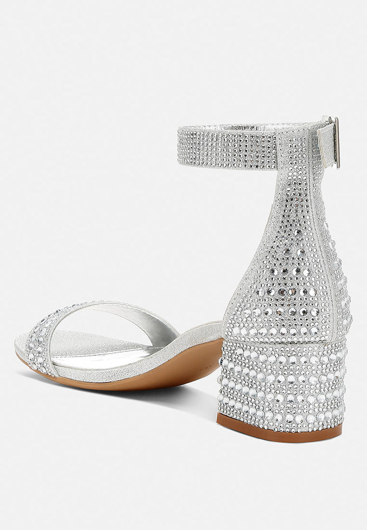 rhinestones embellished block sandals by ruw#color_silver