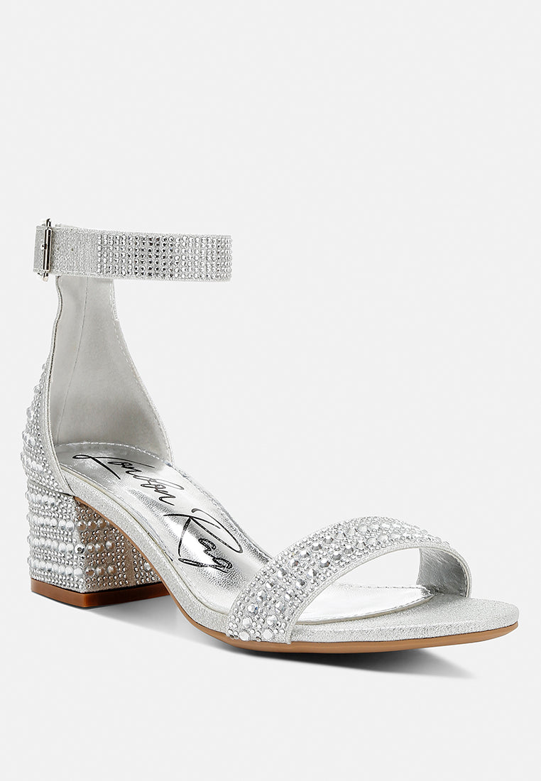 rhinestones embellished block sandals by ruw#color_silver