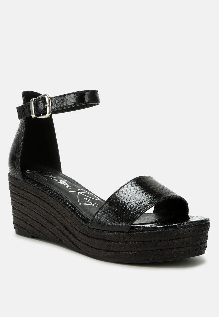 faux leather snake wedge espadrilles by ruw#color_black