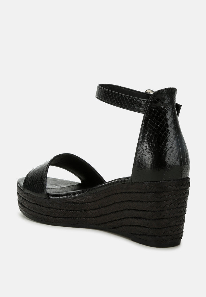 faux leather snake wedge espadrilles by ruw#color_black