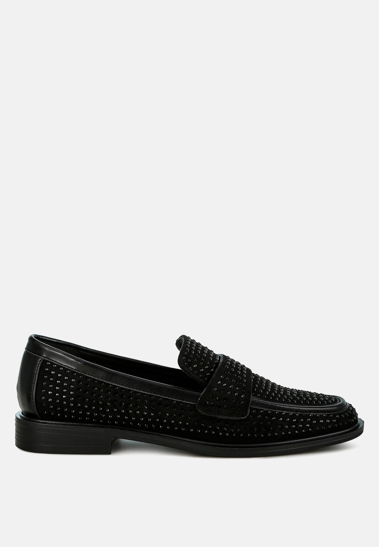 rhinestones embellished loafers by ruw#color_black