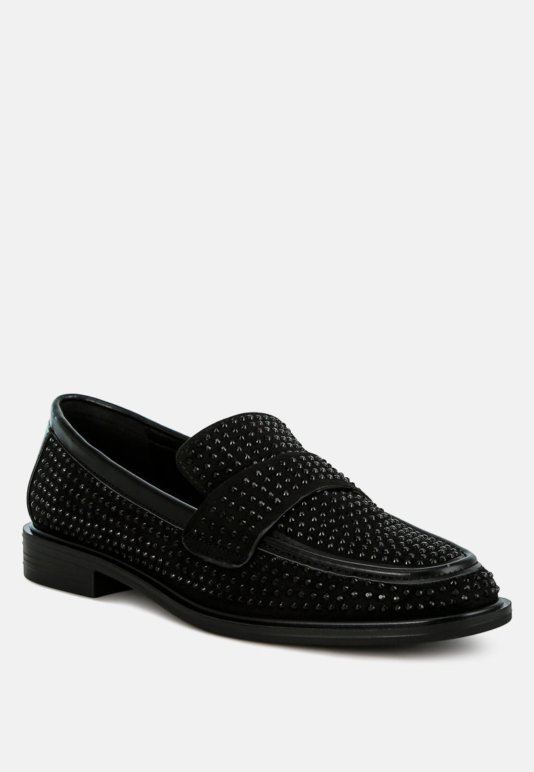 rhinestones embellished loafers by ruw#color_black