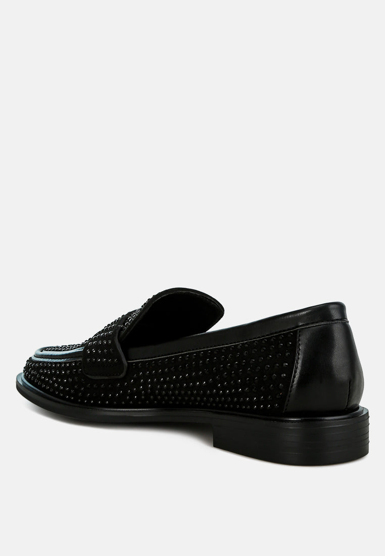 rhinestones embellished loafers by ruw#color_black