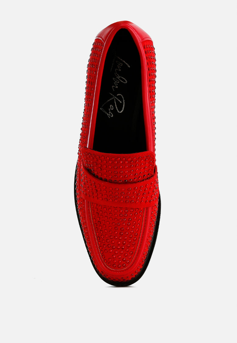 rhinestones embellished loafers by ruw#color_red