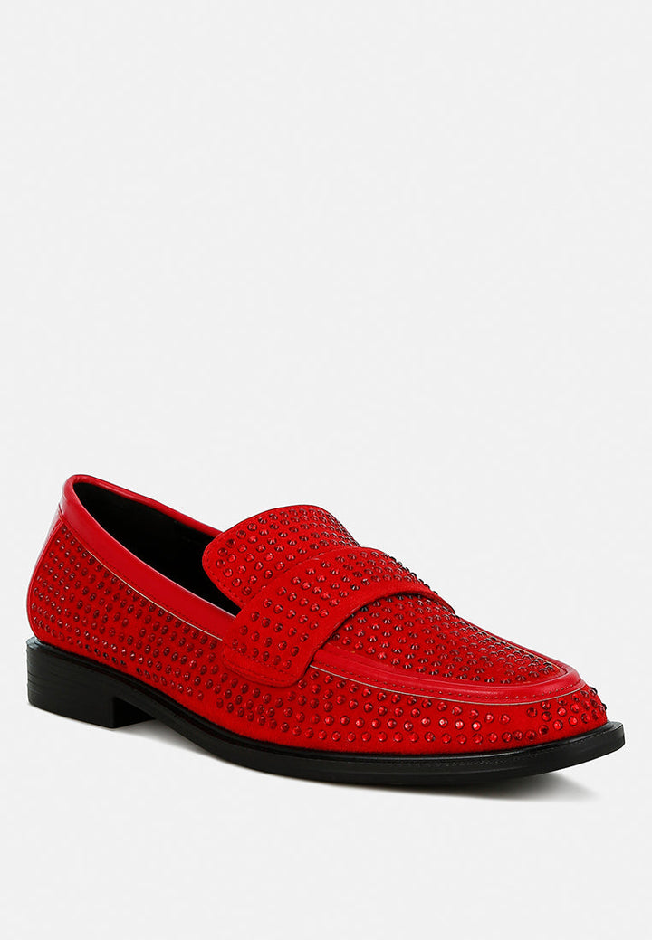 rhinestones embellished loafers by ruw#color_red