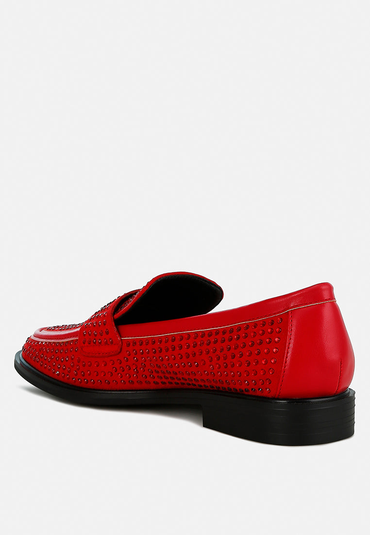 rhinestones embellished loafers by ruw#color_red