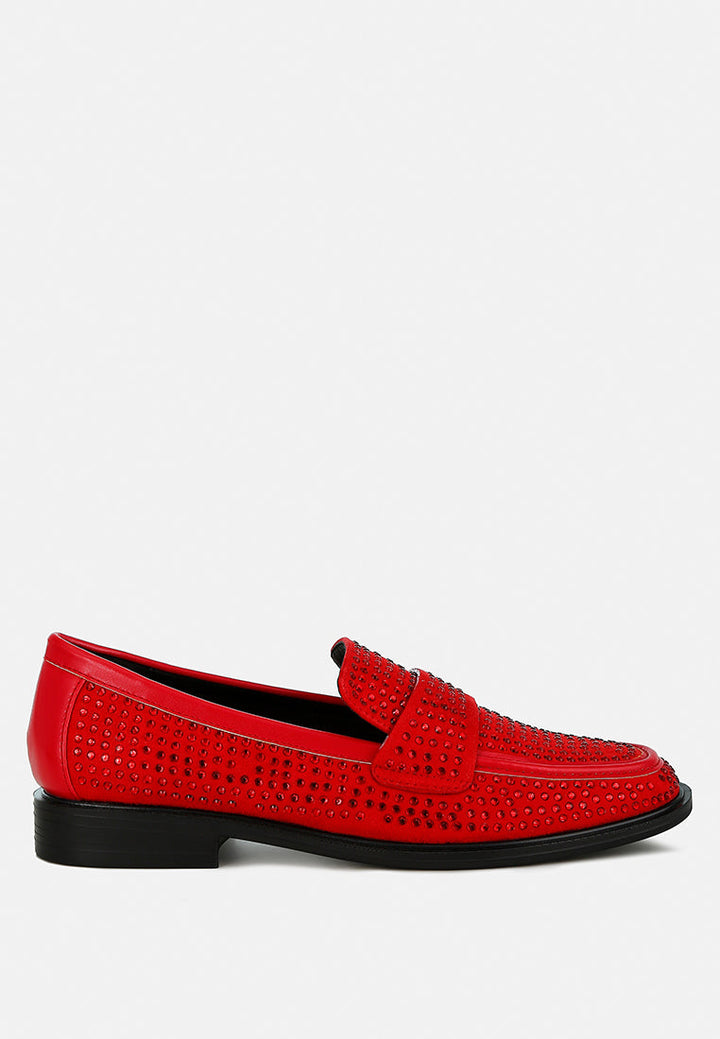 rhinestones embellished loafers by ruw#color_red