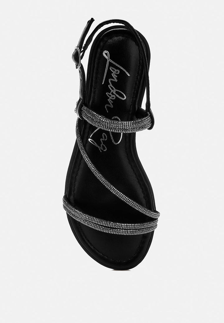 rhinestone strappy flat sandals by ruw#color_black