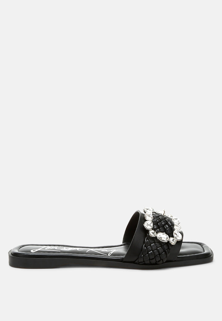 diamante flat sandals by ruw#color_black