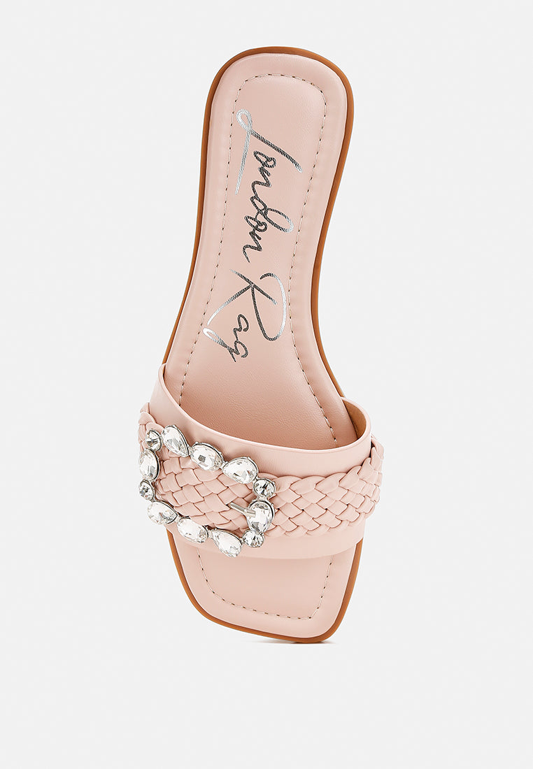 diamante flat sandals by ruw#color_pink