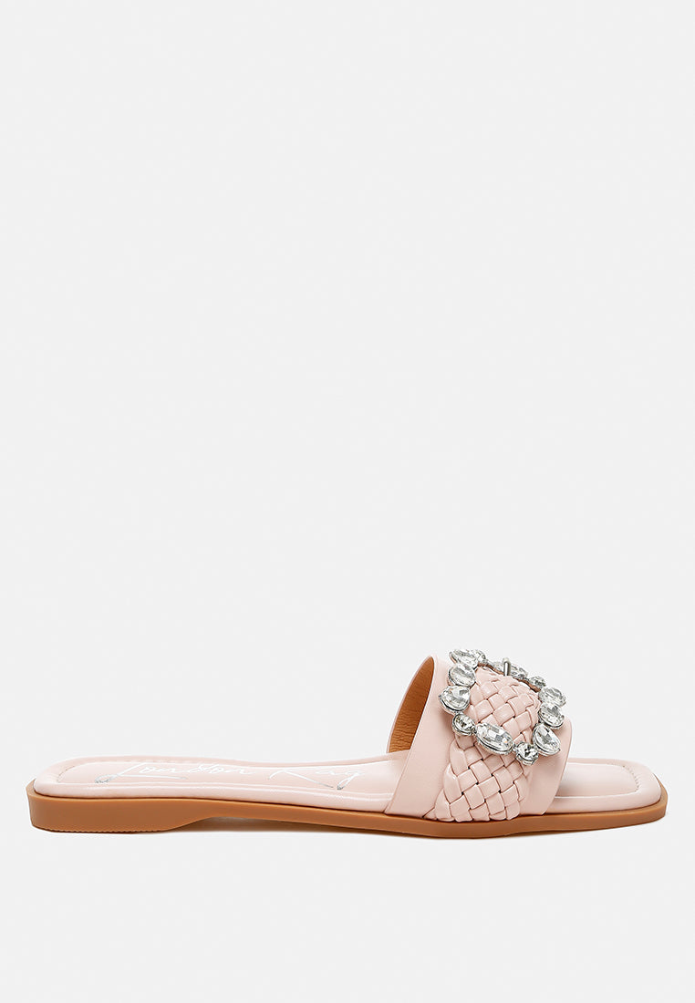 diamante flat sandals by ruw#color_pink