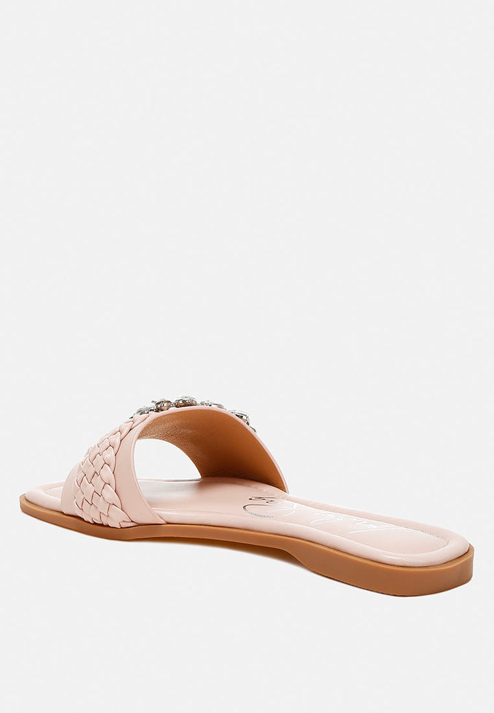 diamante flat sandals by ruw#color_pink