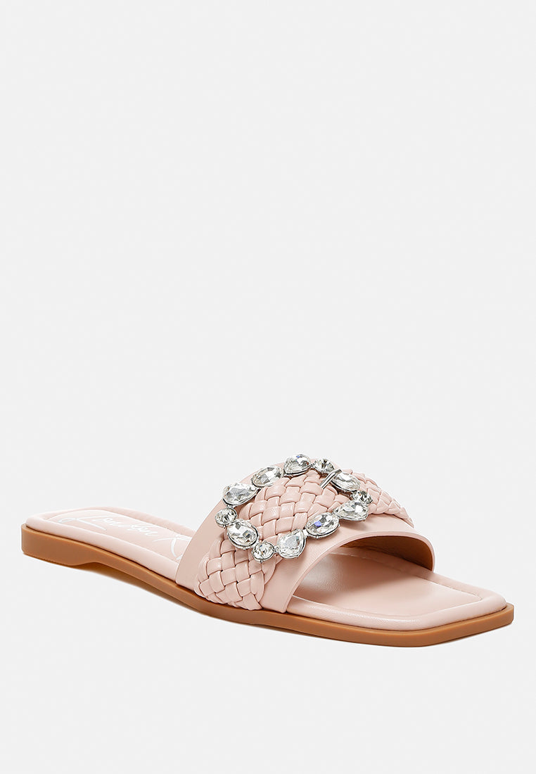 diamante flat sandals by ruw#color_pink