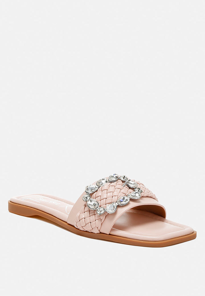 diamante flat sandals by ruw#color_pink