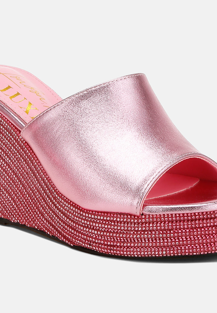 wedge heel peep toe sandals by ruw#color_pink