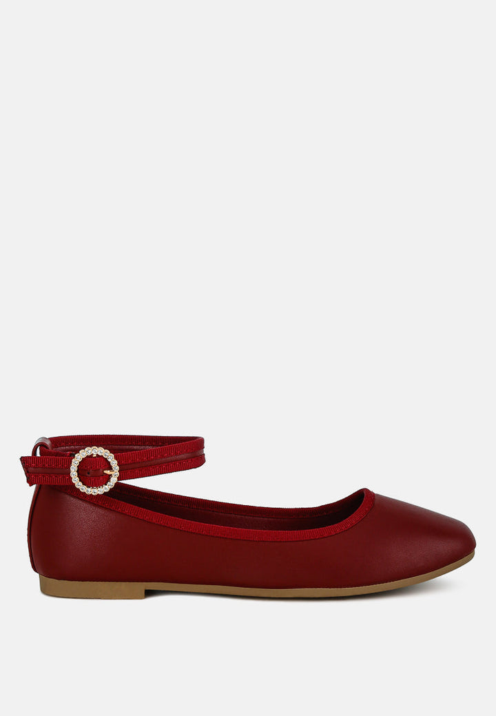 ankle strap detail ballet flats by ruw#color_burgundy