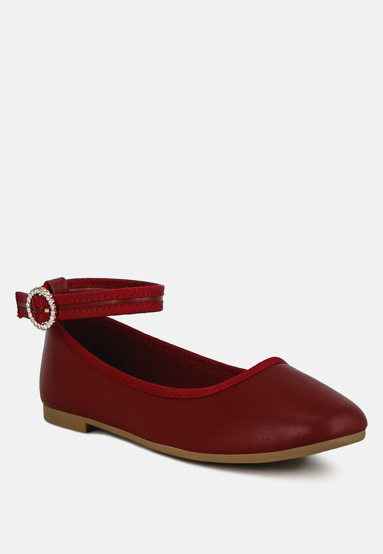 ankle strap detail ballet flats by ruw#color_burgundy