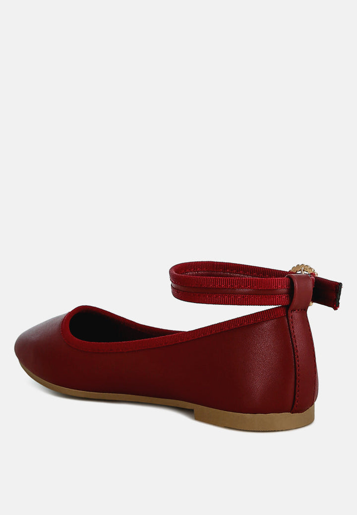 ankle strap detail ballet flats by ruw#color_burgundy