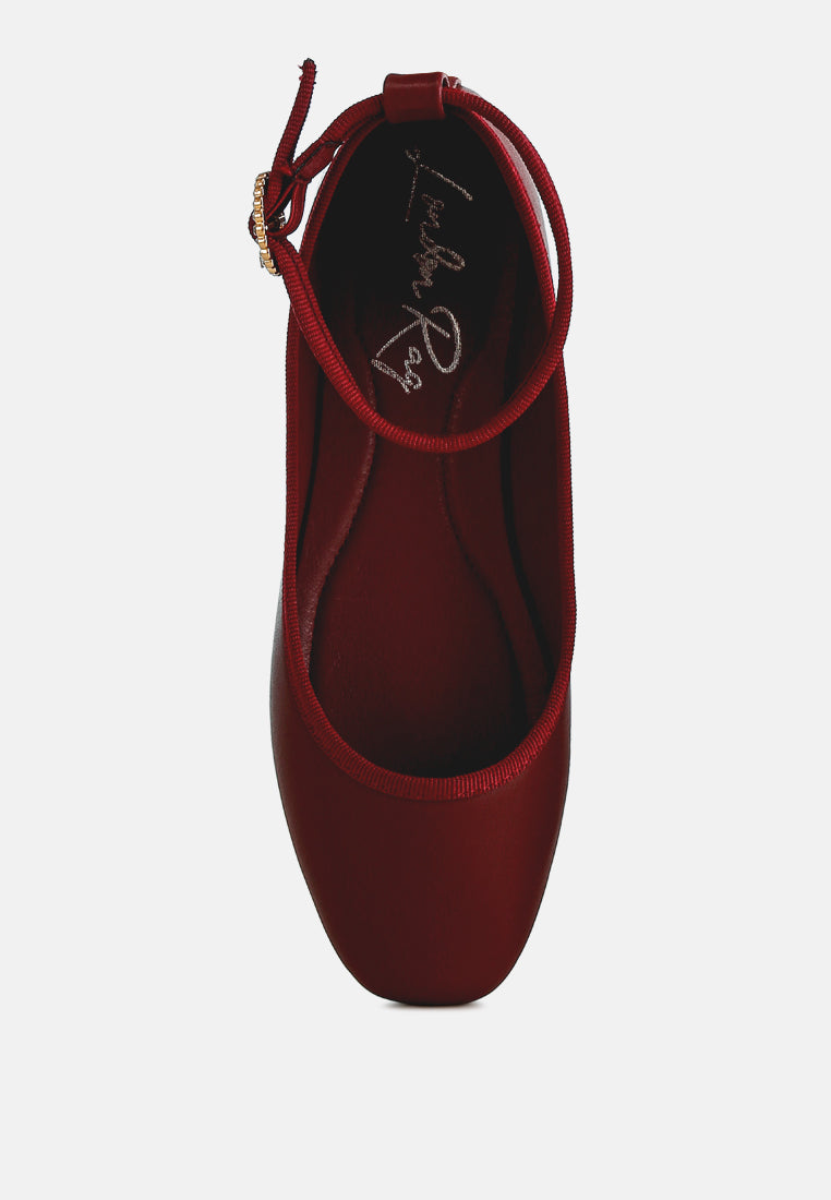 ankle strap detail ballet flats by ruw#color_burgundy