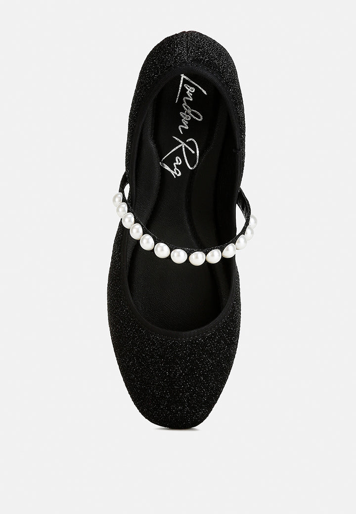 pearl strapped glitter ballerinas by ruw#color_black