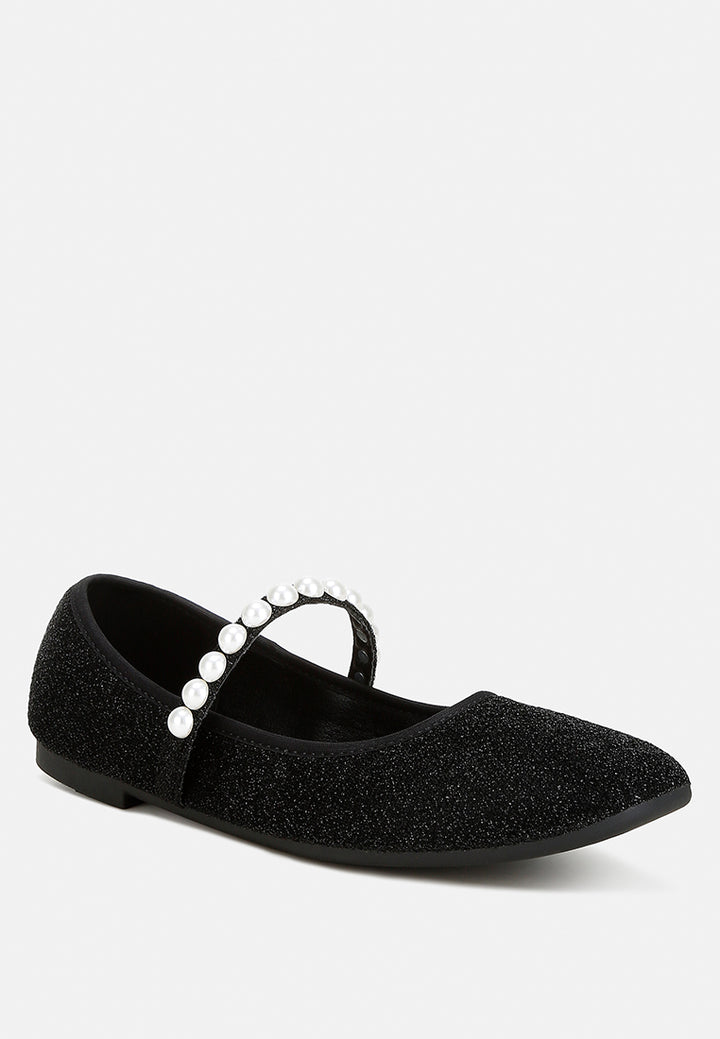 pearl strapped glitter ballerinas by ruw#color_black