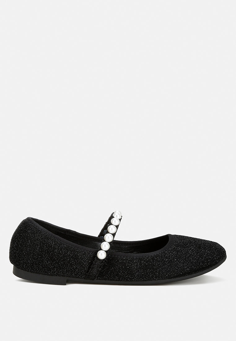 pearl strapped glitter ballerinas by ruw#color_black