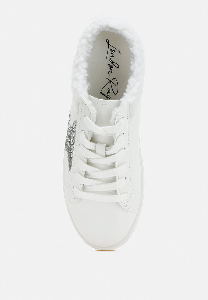 fur collar slip on sneakers by RUW#colour_white